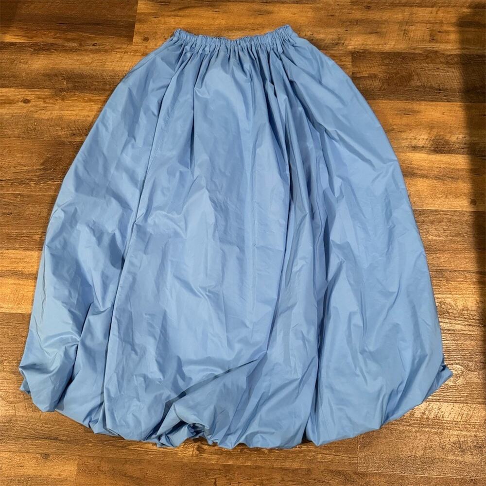 by Anthropologie Bubble Hem Skirt M Dusty Sky Blue Elastic Waist Pockets READ